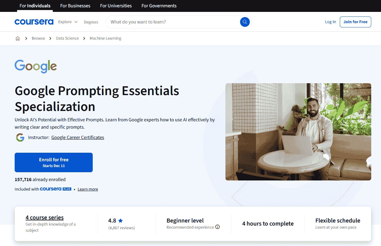 Google Prompting Essentials Specialization