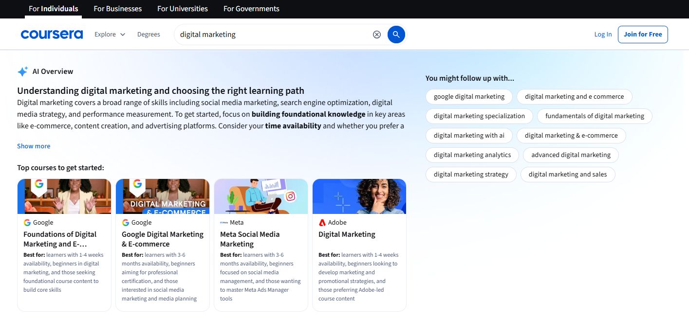 Coursera's Fundamental Digital Marketing Course