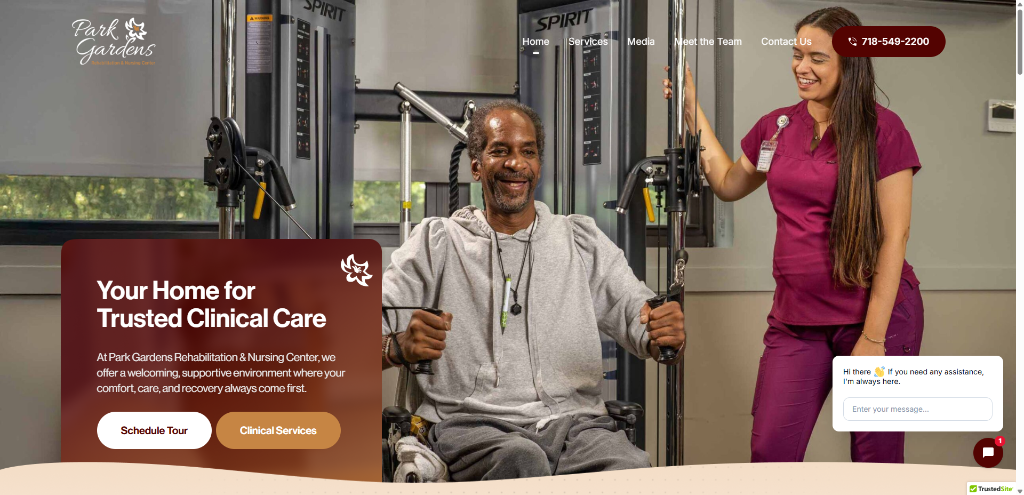 Facility website showing professional photography