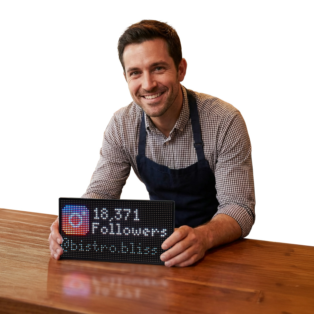 Solidpixels Tetra runs quietly on your counter, showcasing your credibility and social presence all day without ads, prompts, or staff involvement.