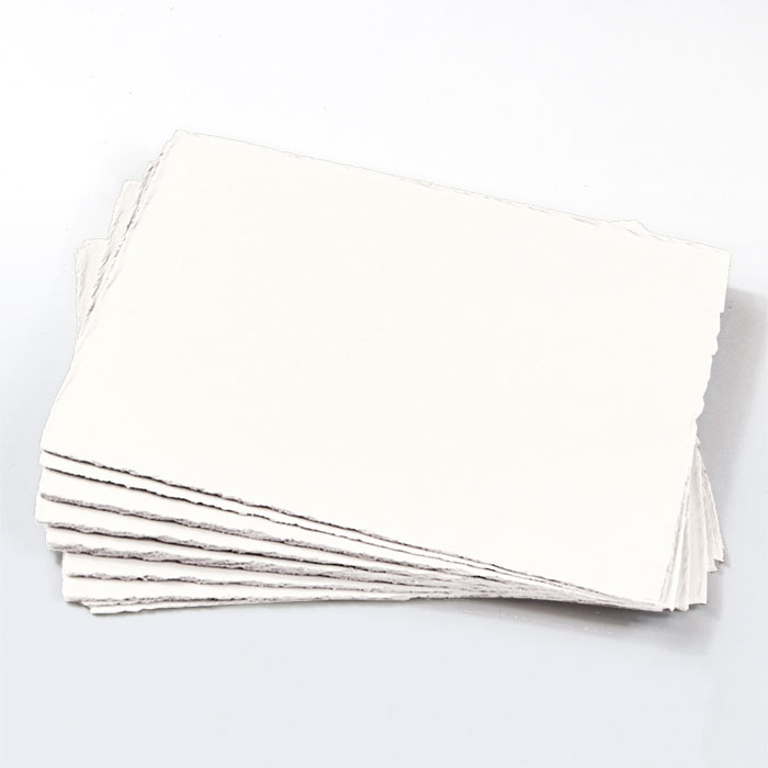 Wedding White Deckle Edge Card - A2 Gmund Colors Matt 111C