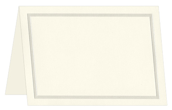 Pearl Foil Border Folding Note Card, 4 1/4 x 5 1/2, Ecru Cardstock, 65lb