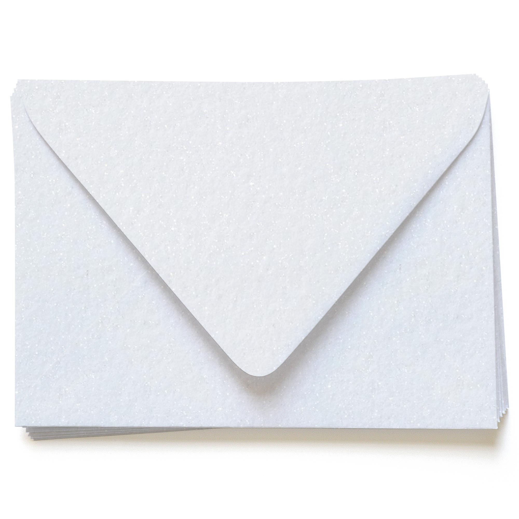 White Glance Envelopes - A9 Gmund Moonlight Metallic Felt 5 3/4 x 8 3/4 Euro Flap 84T