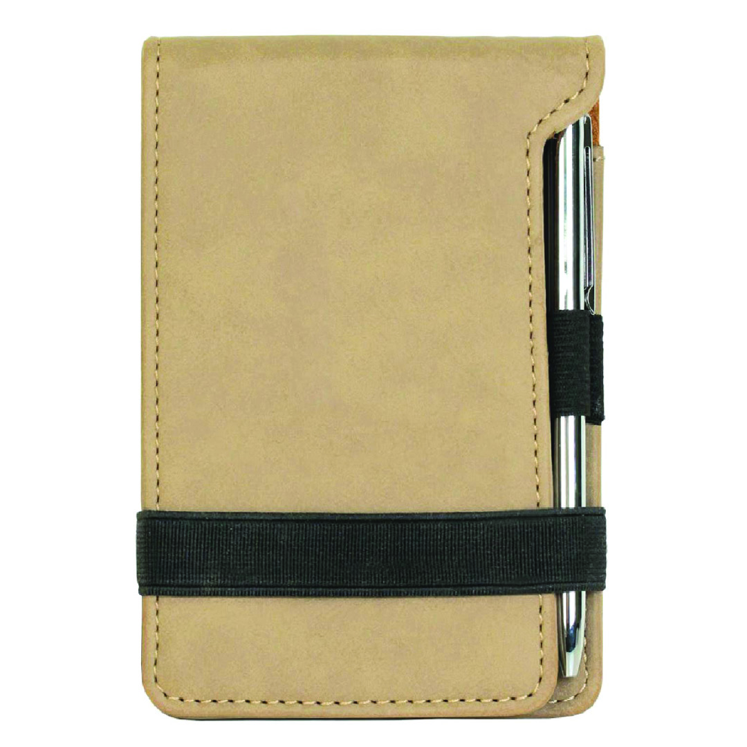 Light Brown Personalized Leather Notepad & Pen Set, 3 1/4" x 4 3/4"