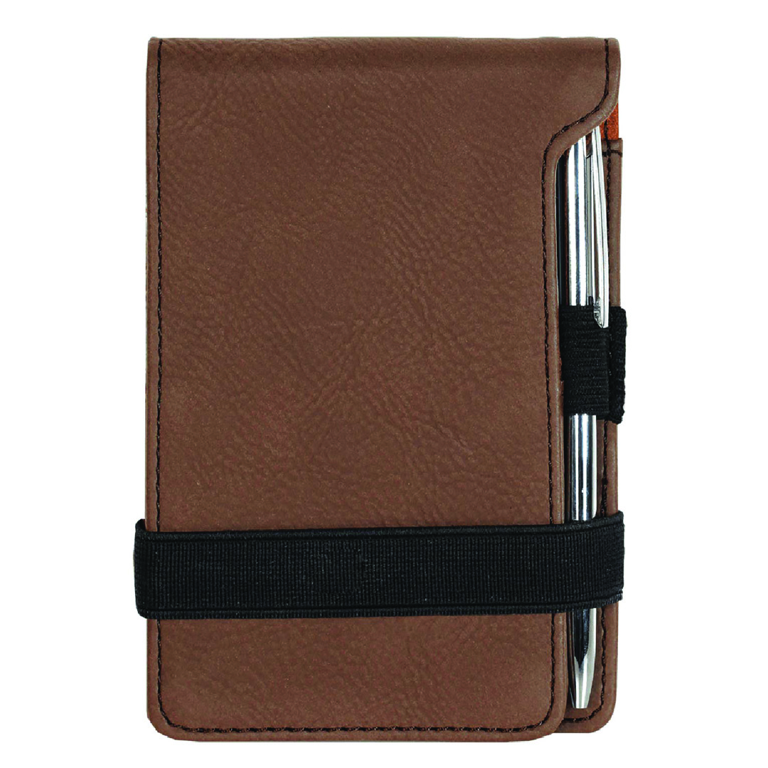 Dark Brown Personalized Leather Notepad & Pen Set, 3 1/4" x 4 3/4"