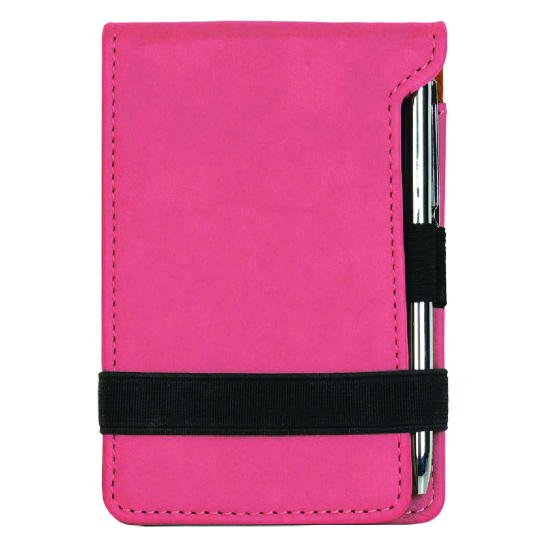 Pink Personalized Leather Notepad & Pen Set, 3 1/4" x 4 3/4"