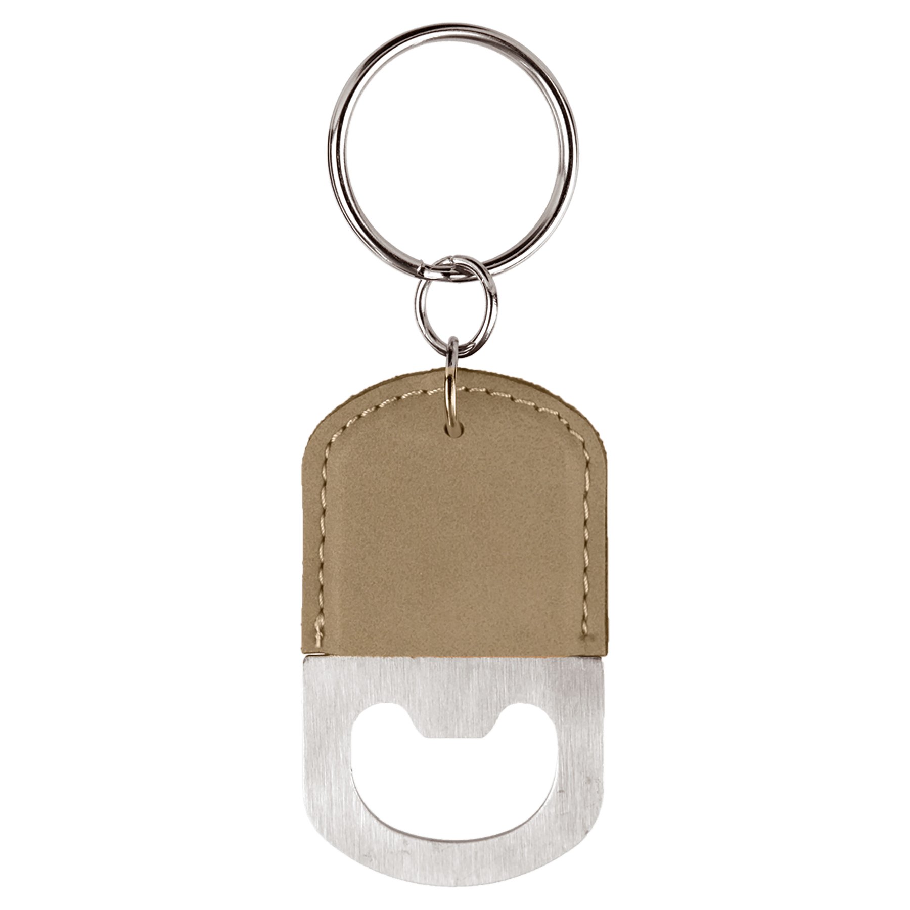 Light Brown Personalized Leather Bottle Opener Keychain