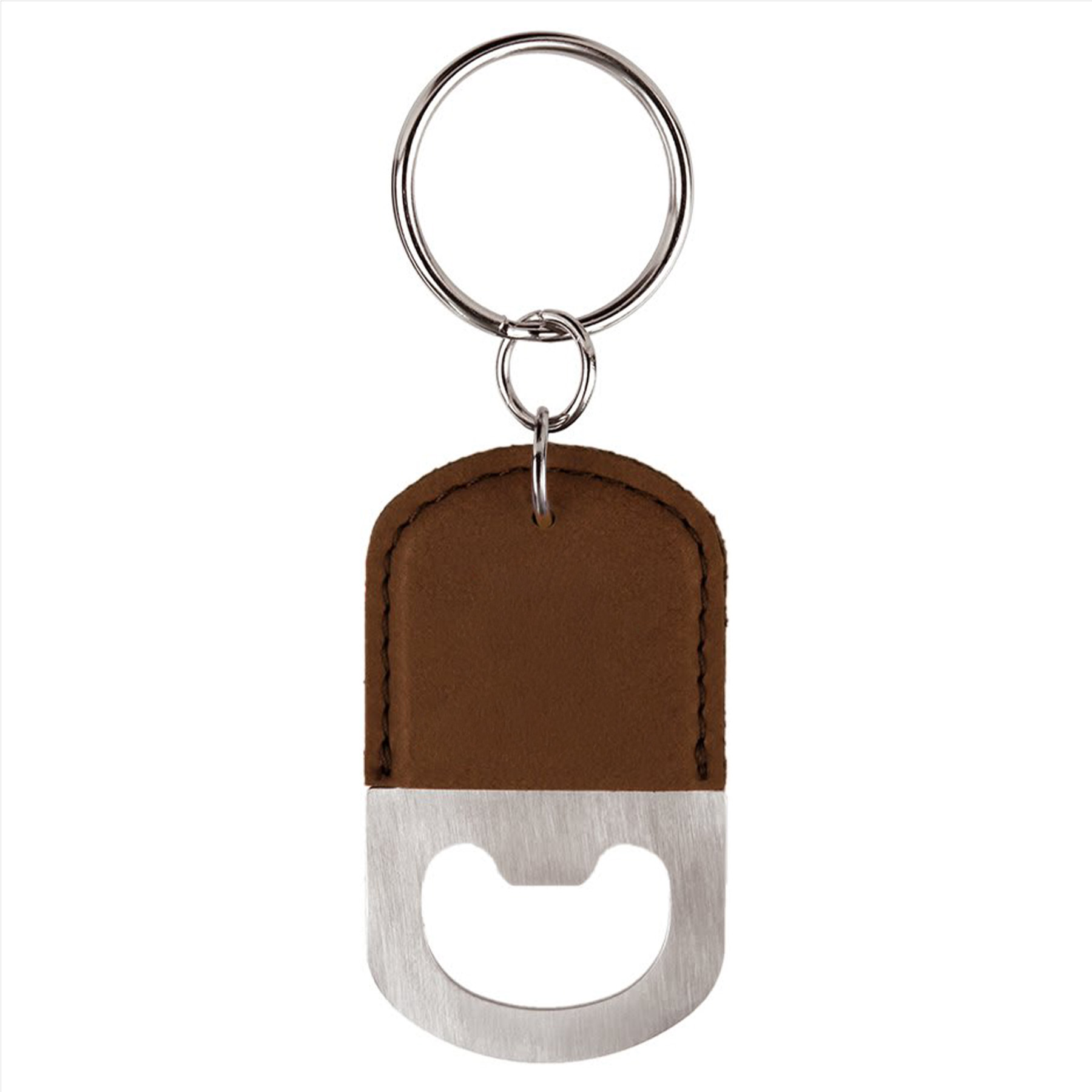 Dark Brown Personalized Leather Bottle Opener Keychain