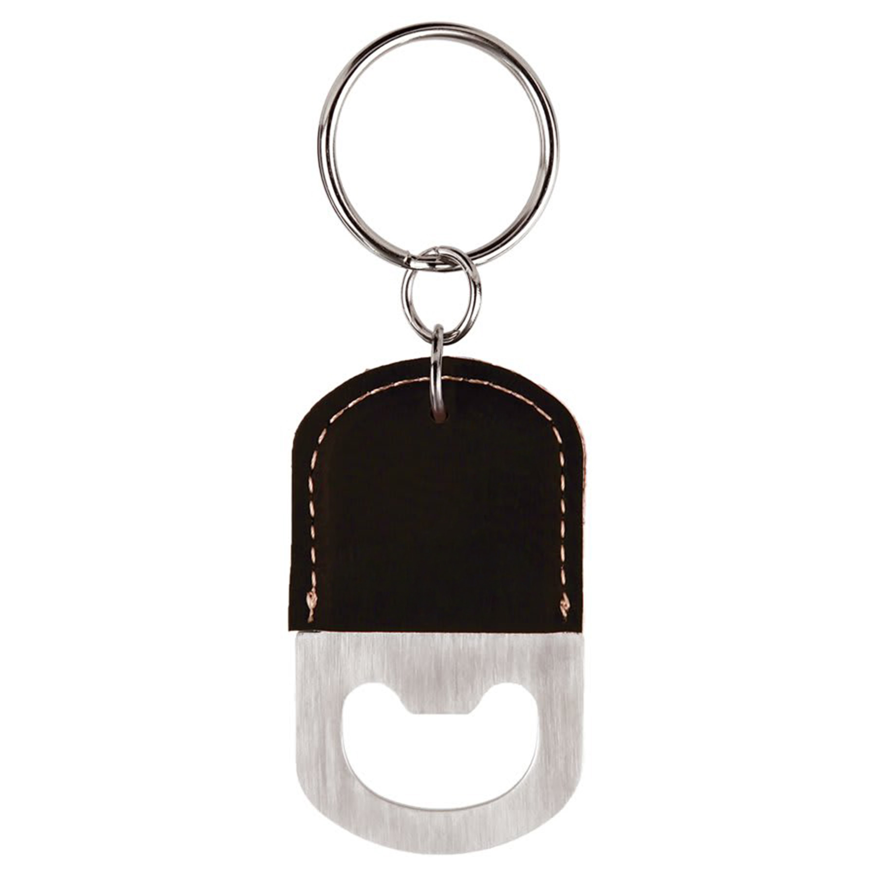 Black & Gold Personalized Leather Bottle Opener Keychain