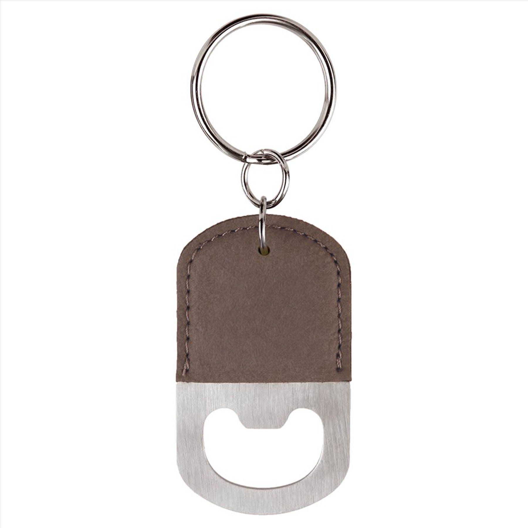 Gray Personalized Leather Bottle Opener Keychain
