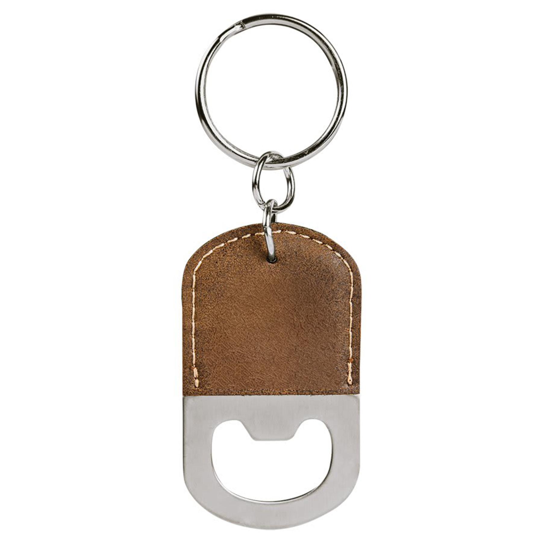 Rustic Brown & Gold Personalized Leather Bottle Opener Keychain