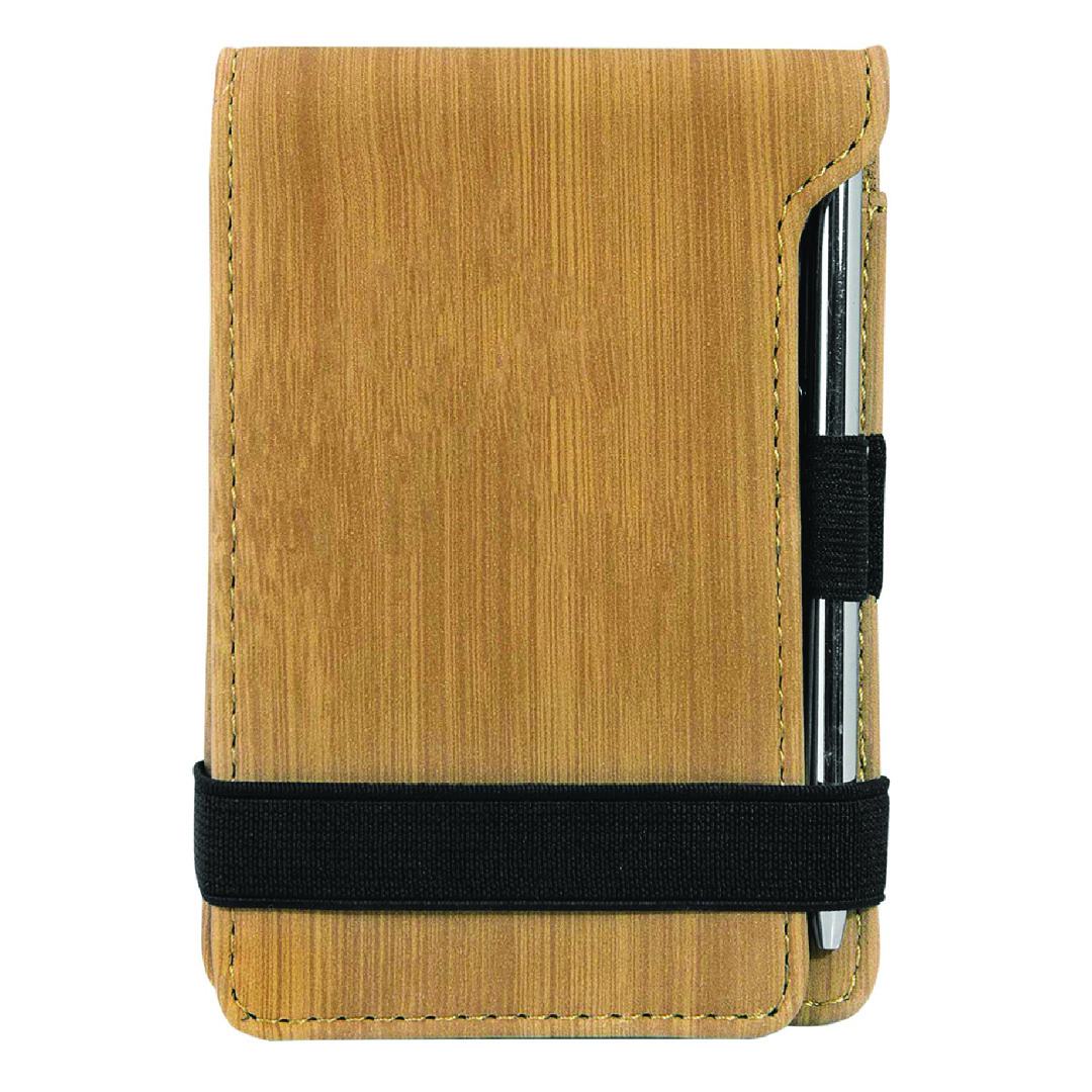 Bamboo Personalized Leather Notepad & Pen Set, 3 1/4" x 4 3/4"