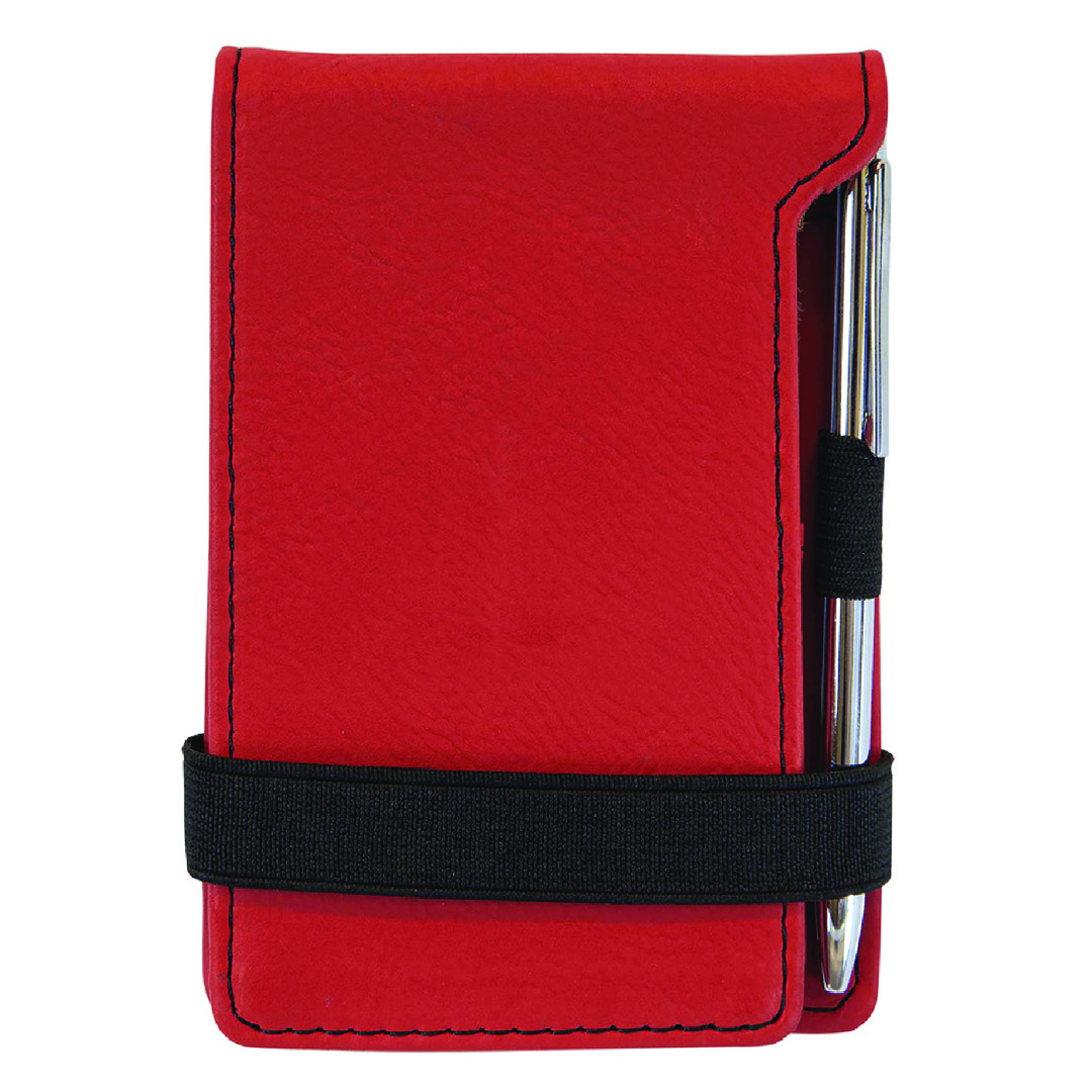 Red Personalized Leather Notepad & Pen Set, 3 1/4" x 4 3/4"
