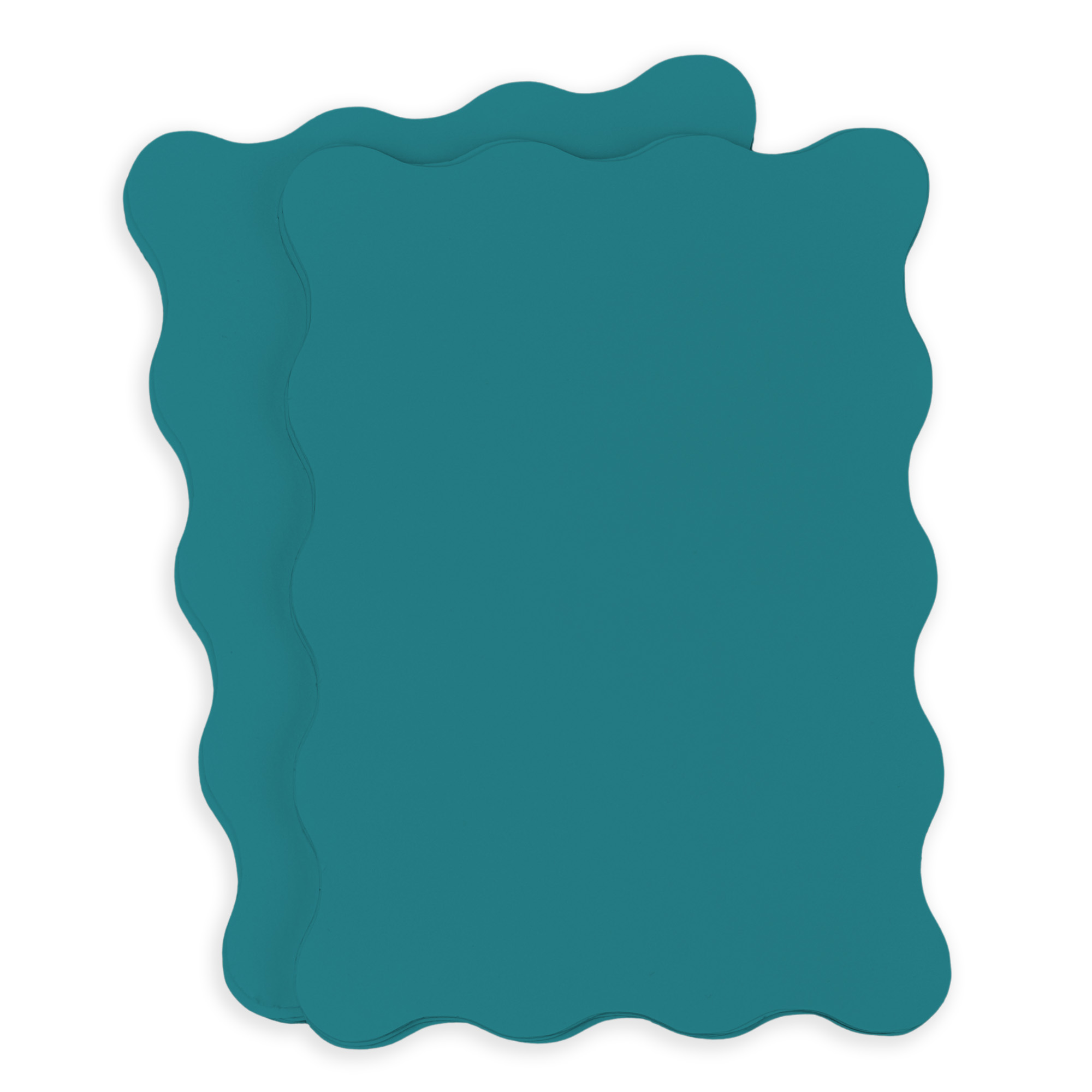 Aqua Blue Wavy Edge Invitation Card - A2 Gmund Colors Matt 4 1/4 x 5 1/2 111C