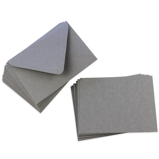 Cards with Envelopes, Cobblestone Gray Matt, A2 Flat