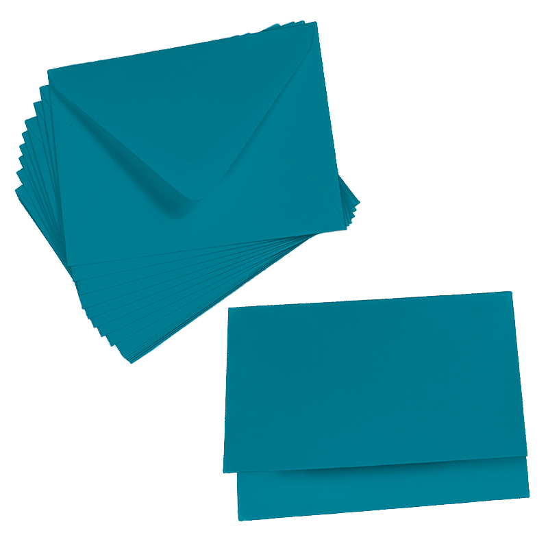 Cards with Envelopes, Aqua Blue Matt, A2 Folded