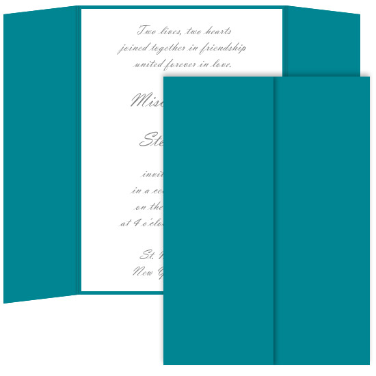 Gatefold Invitation Enclosure - 5 x 7, Matte Aqua Blue