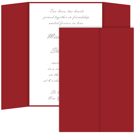 Gatefold Invitation Enclosure - 5 x 7, Matte Deep Red
