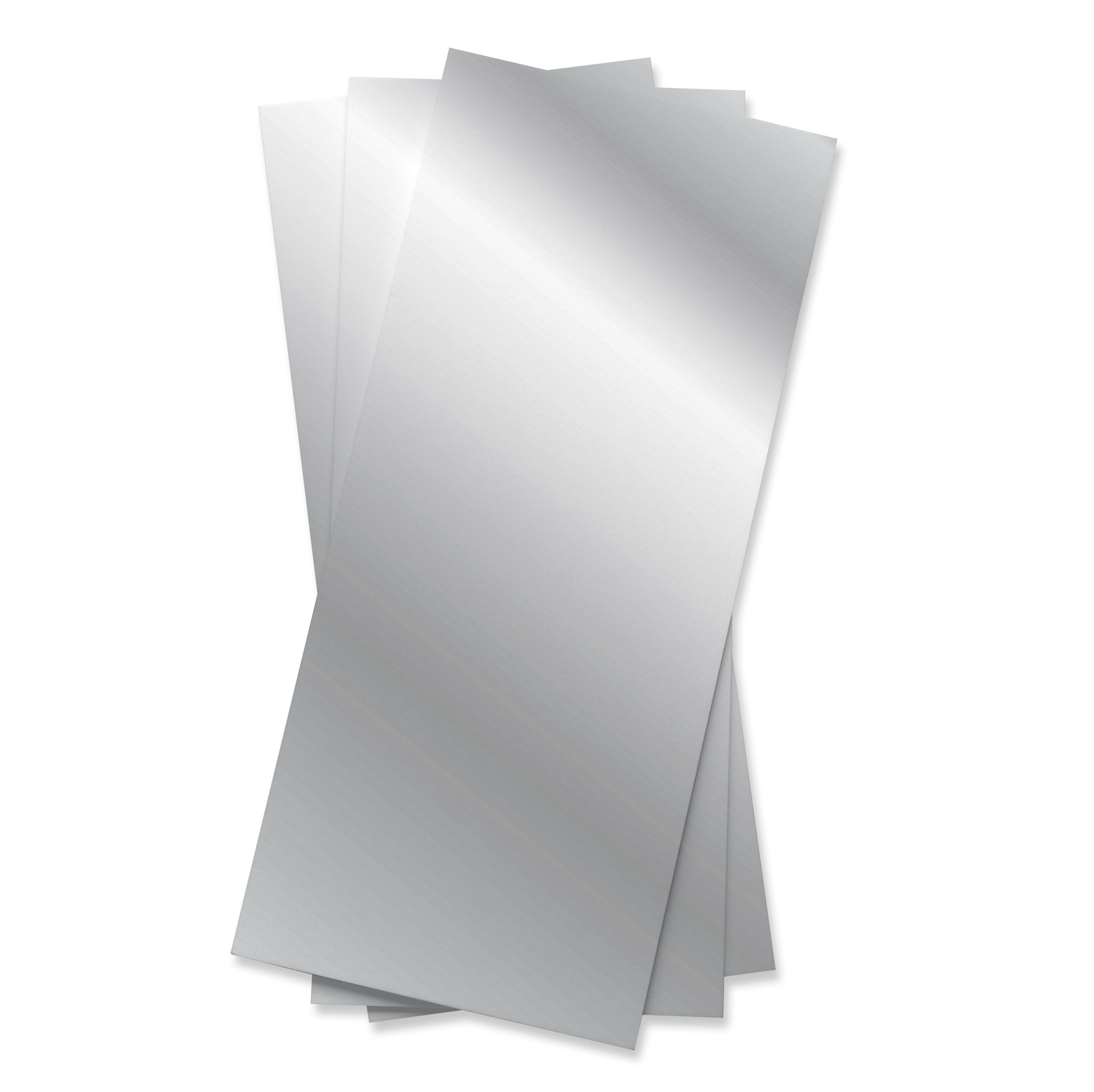 Silver Foil Mirror Flat Card - 4 x 9 1/4 Kromekote 105C