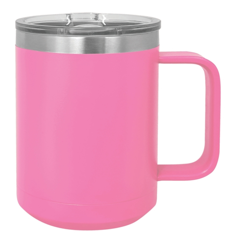 Pink 15 oz. Insulated Travel Mug with Slider Lid