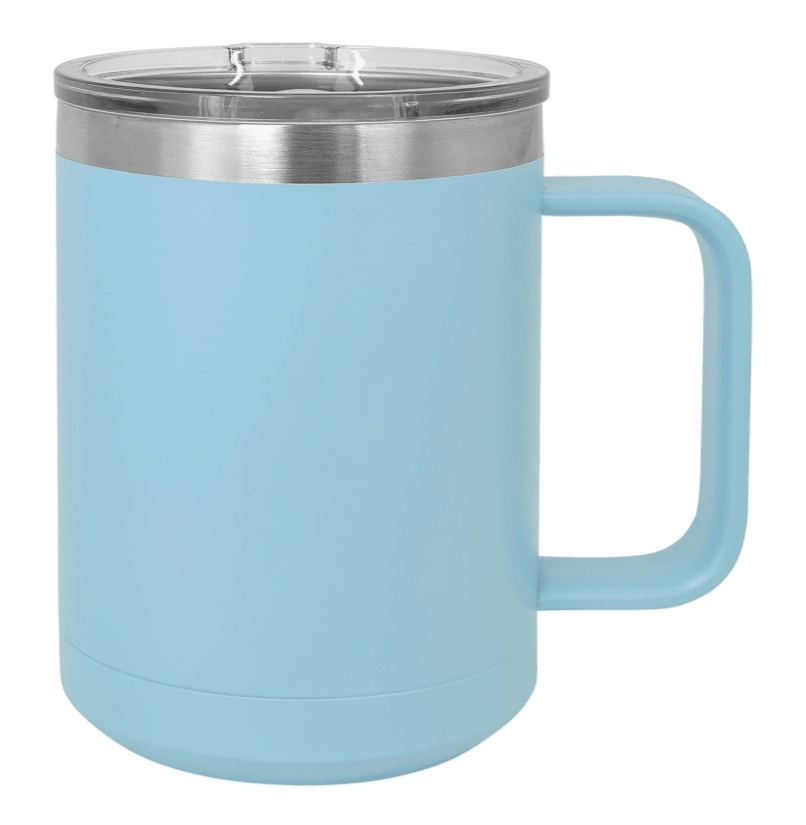 Light Blue 15 oz. Insulated Travel Mug with Slider Lid