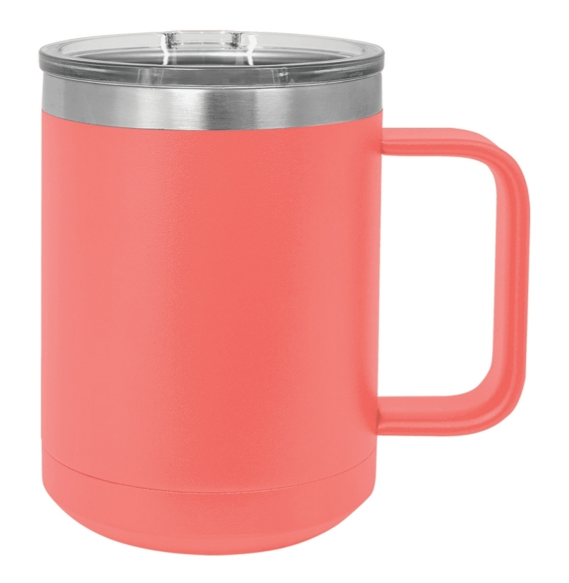 Bright Coral 15 oz. Insulated Travel Mug with Slider Lid