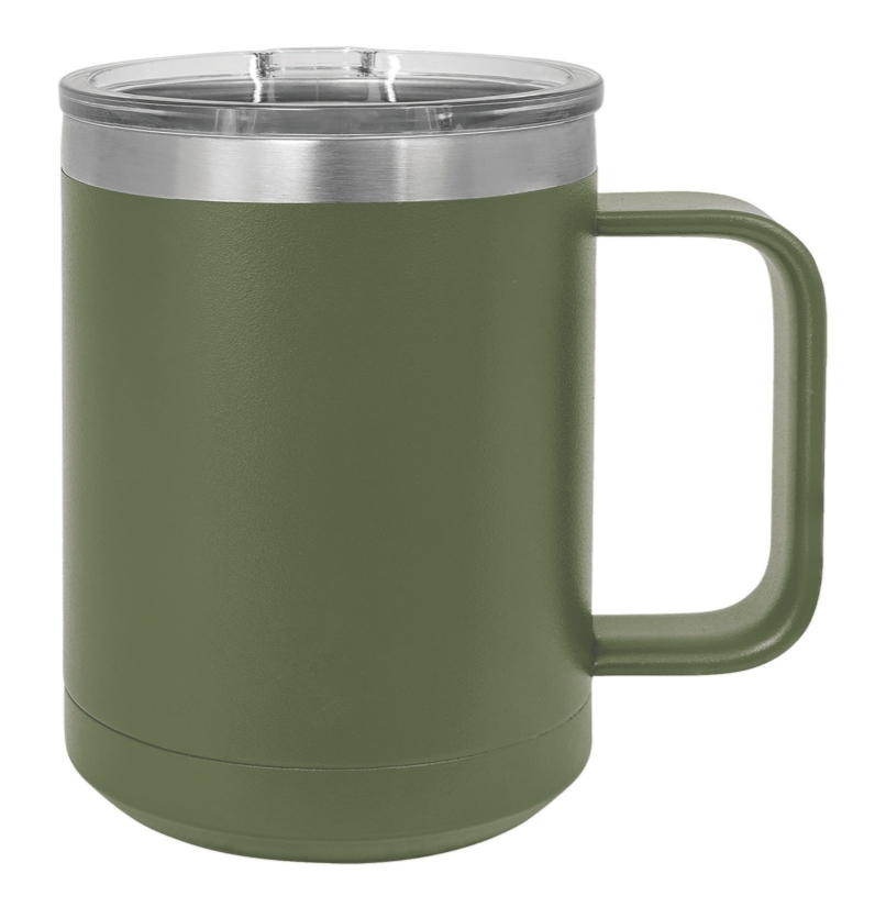Olive Green 15 oz. Insulated Travel Mug with Slider Lid