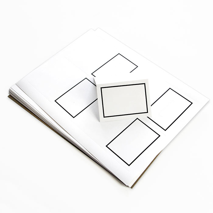 4up Printable Foil Place Card - White Black