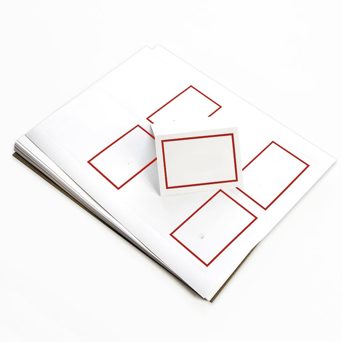 4up Printable Foil Place Card - White Red