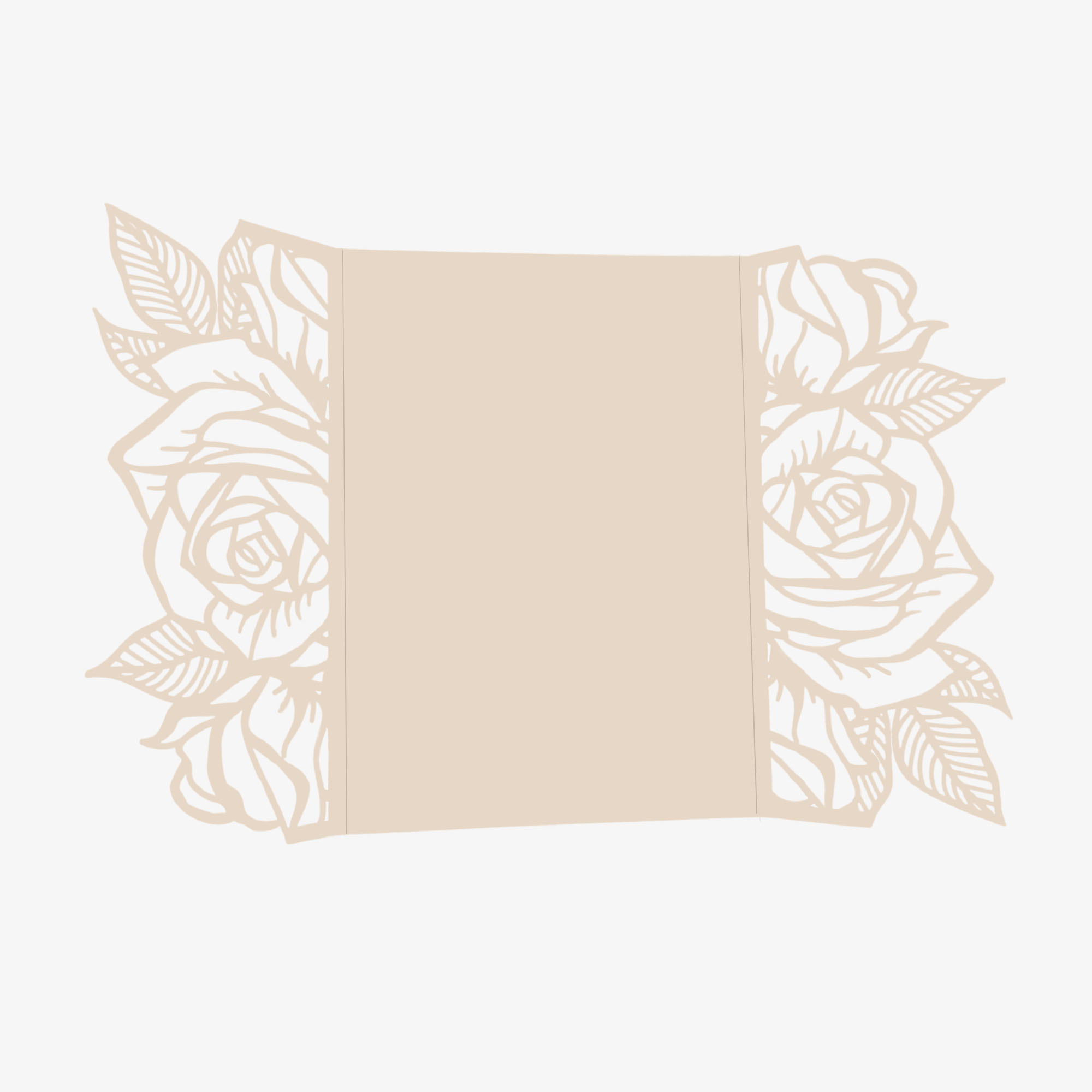 Rose Laser Cut Invitation Gate Fold - 5 x 7 Chardonnay Matte 111C