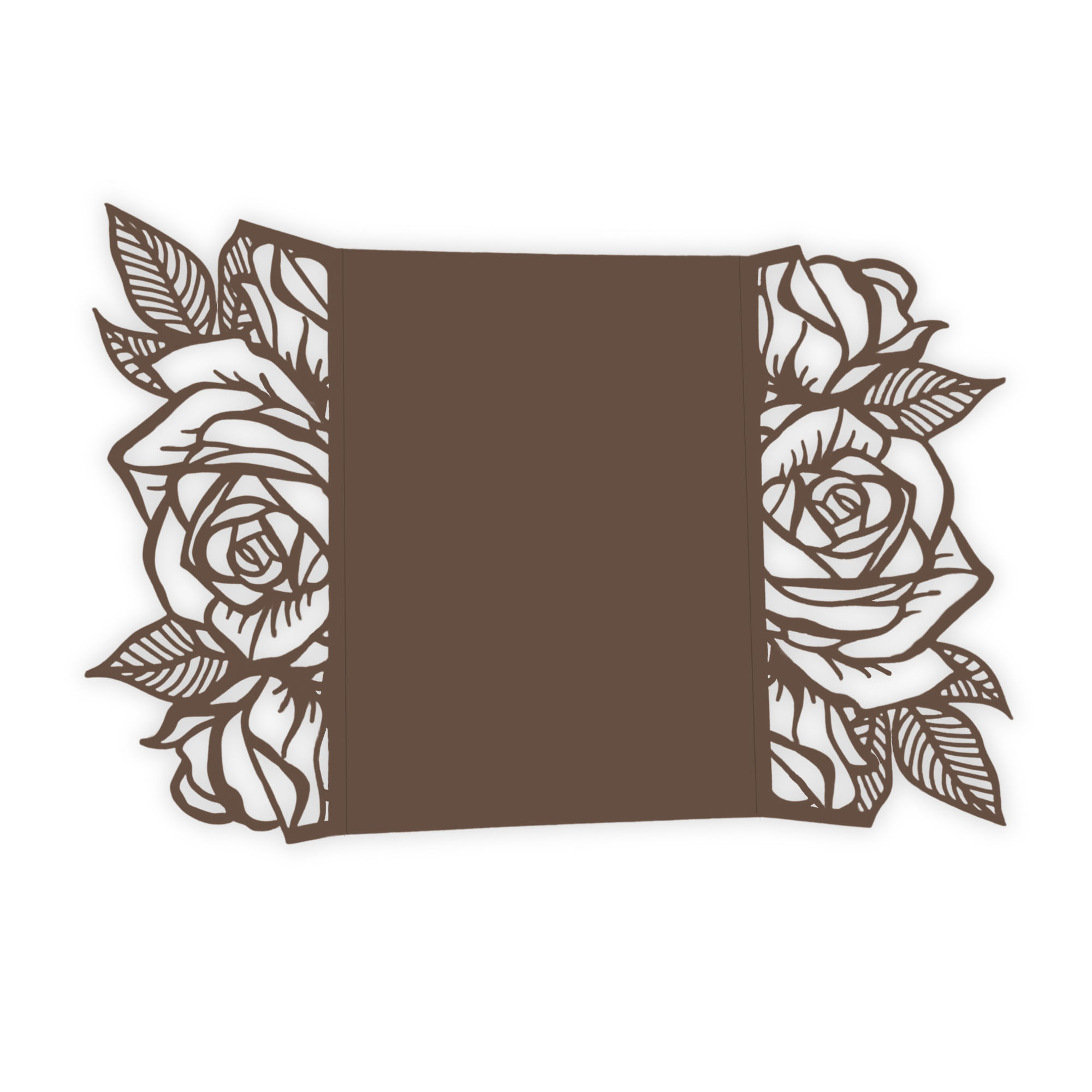Rose Laser Cut Invitation Gate Fold - 5 x 7 Chocolate Matte 111C