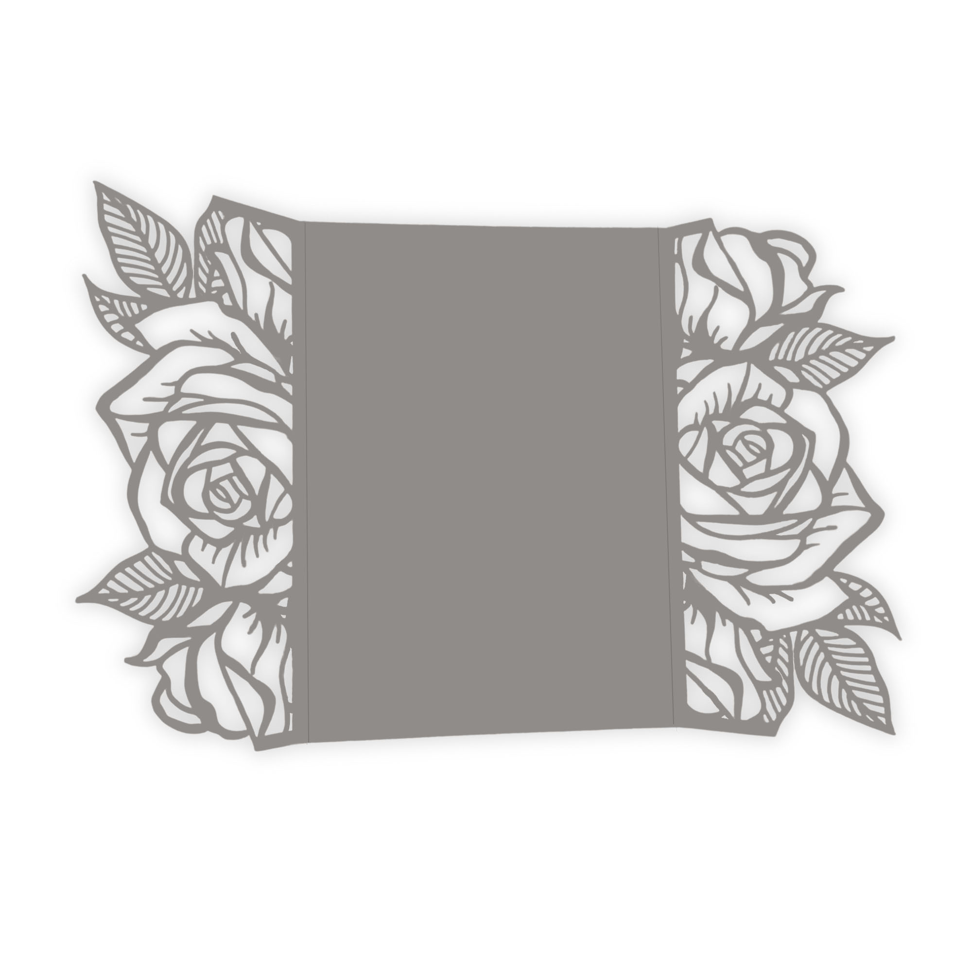 Rose Laser Cut Invitation Gate Fold - 5 x 7 Cobblestone Matte 111C