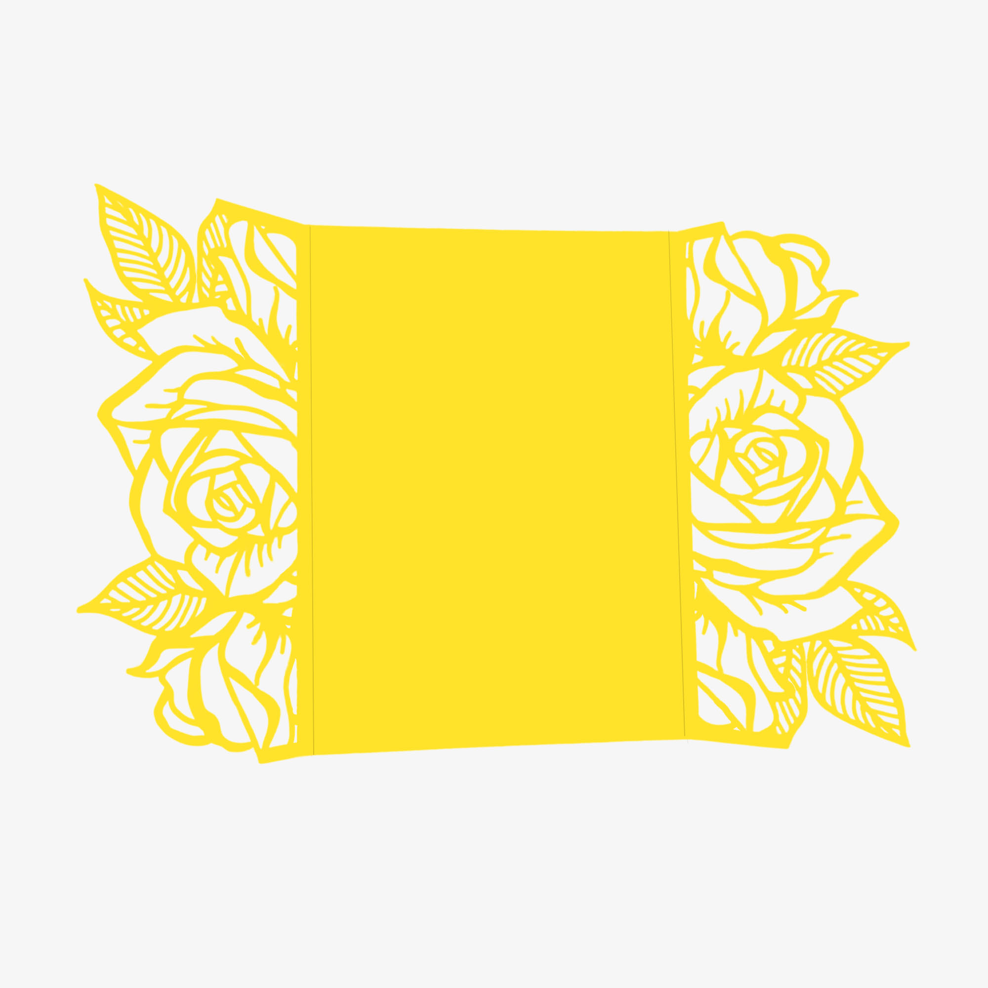 Rose Laser Cut Invitation Gate Fold - 5 x 7 Canary Yellow Matte 111C