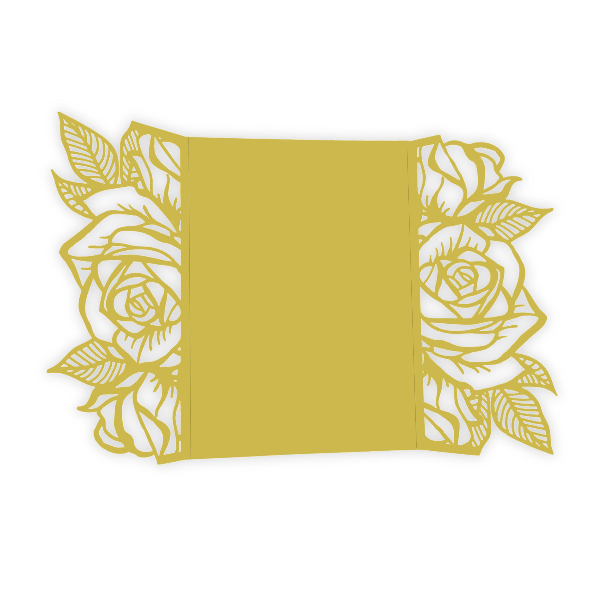 Rose Laser Cut Invitation Gate Fold - 5 x 7 Chartreuse Matte 111C