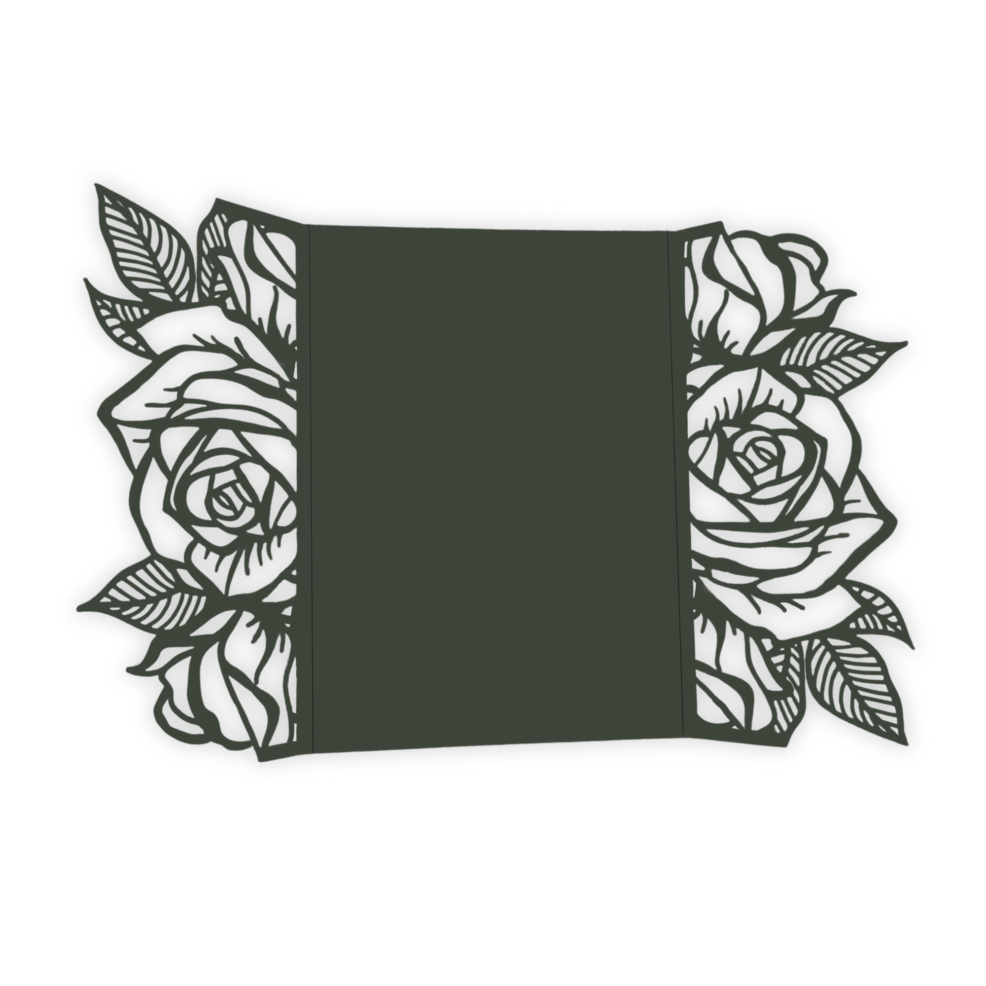 Rose Laser Cut Invitation Gate Fold - 5 x 7 Black Forest Matte 111C