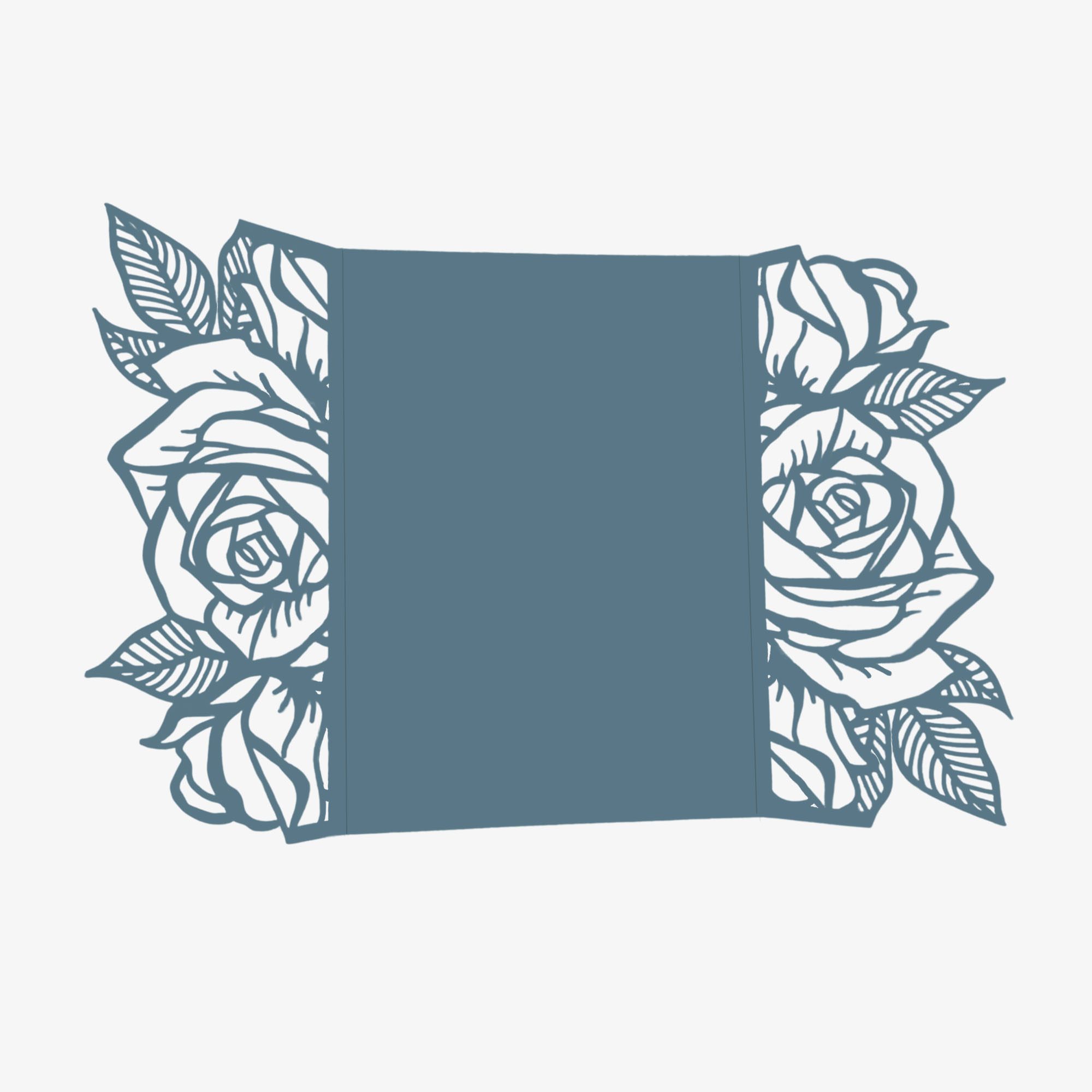 Rose Laser Cut Invitation Gate Fold - 5 x 7 Marina Matte 111C