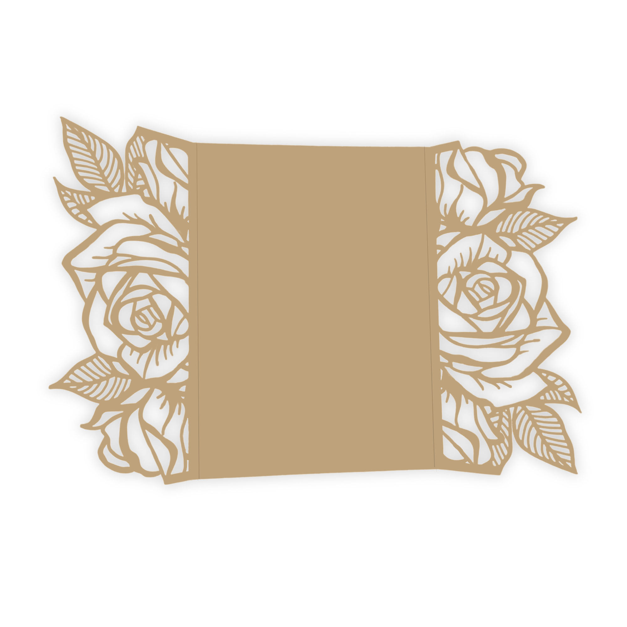 Rose Laser Cut Invitation Gate Fold - 5 x 7 Beach Sand Matte 111C