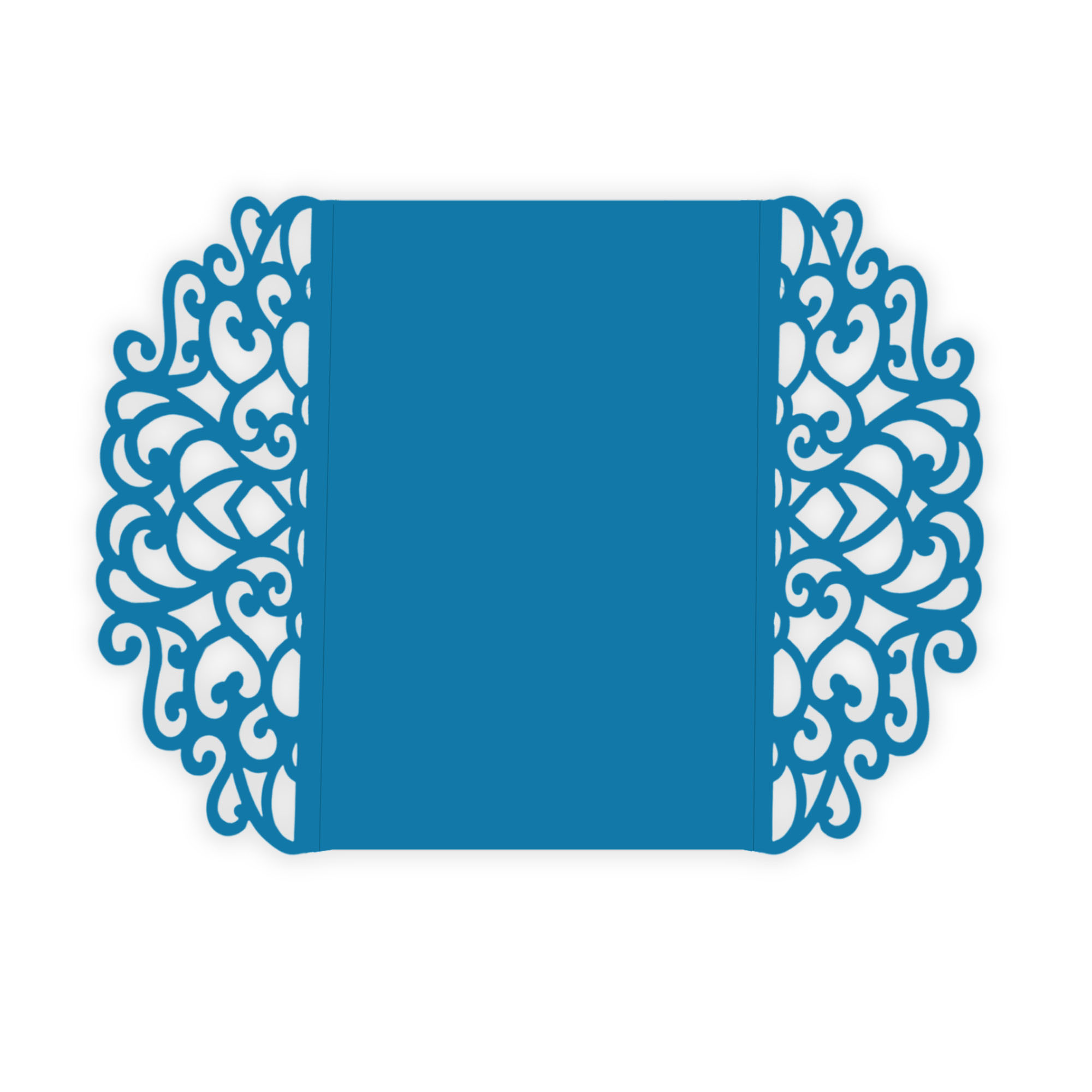 Simple Lace Laser Cut Invitation Gate Fold - 5 x 7 Cyan Matte 111C