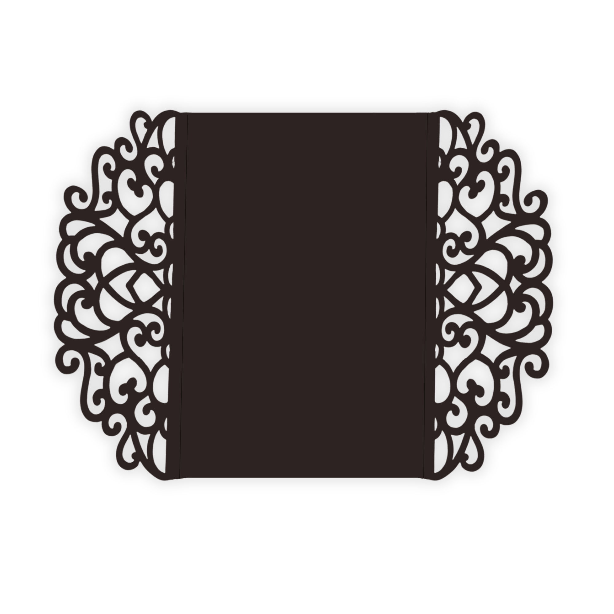Simple Lace Laser Cut Invitation Gate Fold - 5 x 7 Ebony Matte 111C