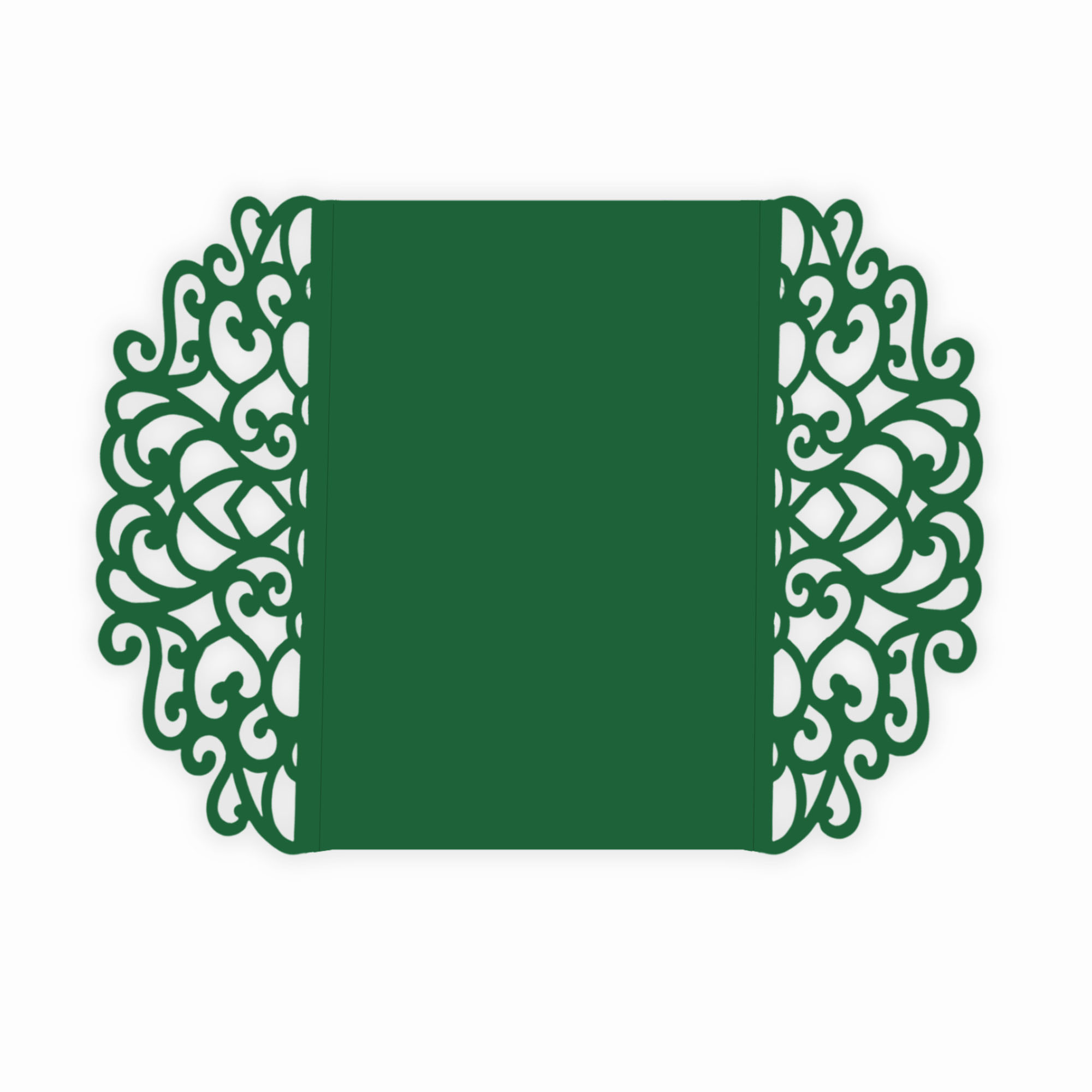 Simple Lace Laser Cut Invitation Gate Fold - 5 x 7 Emerald Green Matte 111C
