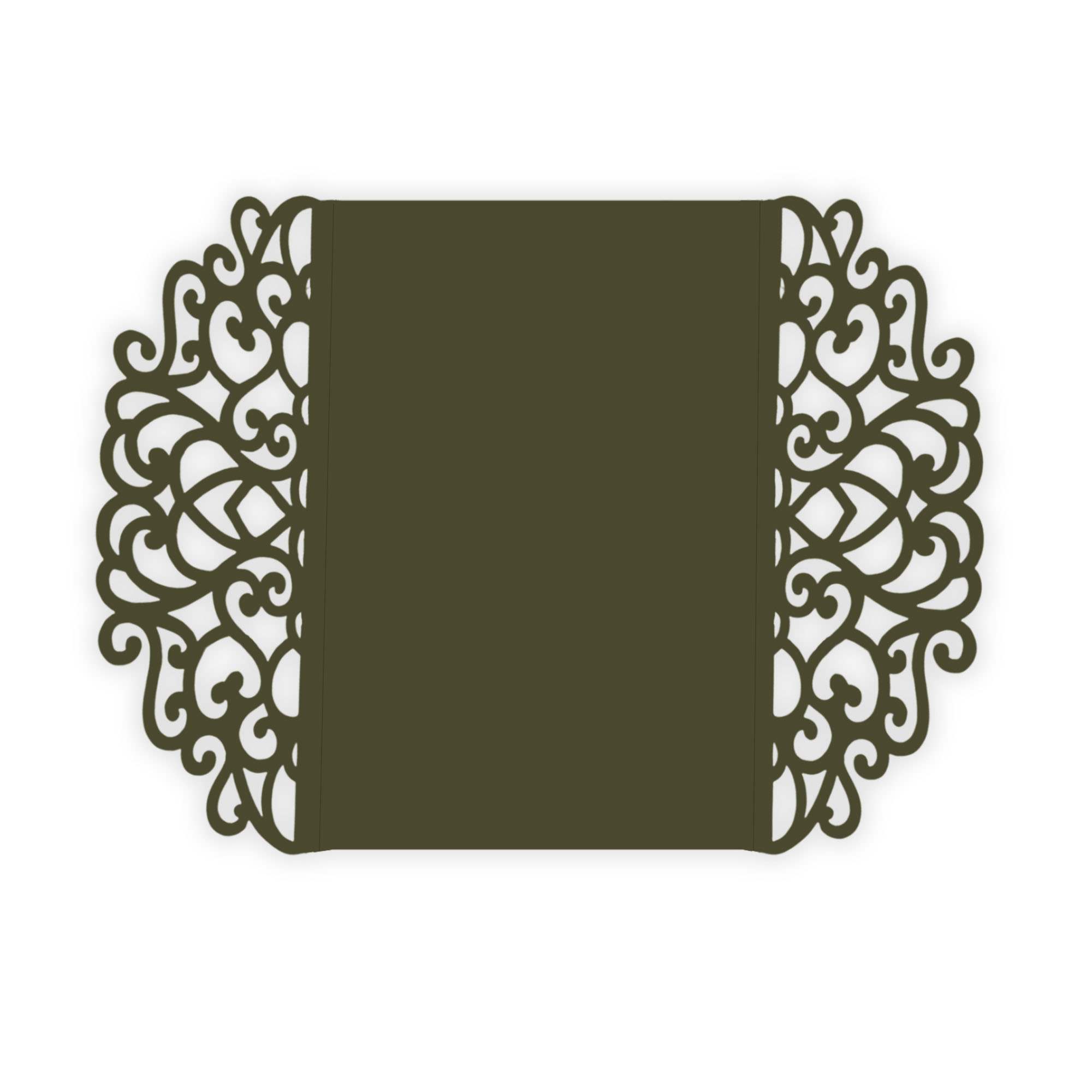 Simple Lace Laser Cut Invitation Gate Fold - 5 x 7 Forest Green Matte 111C
