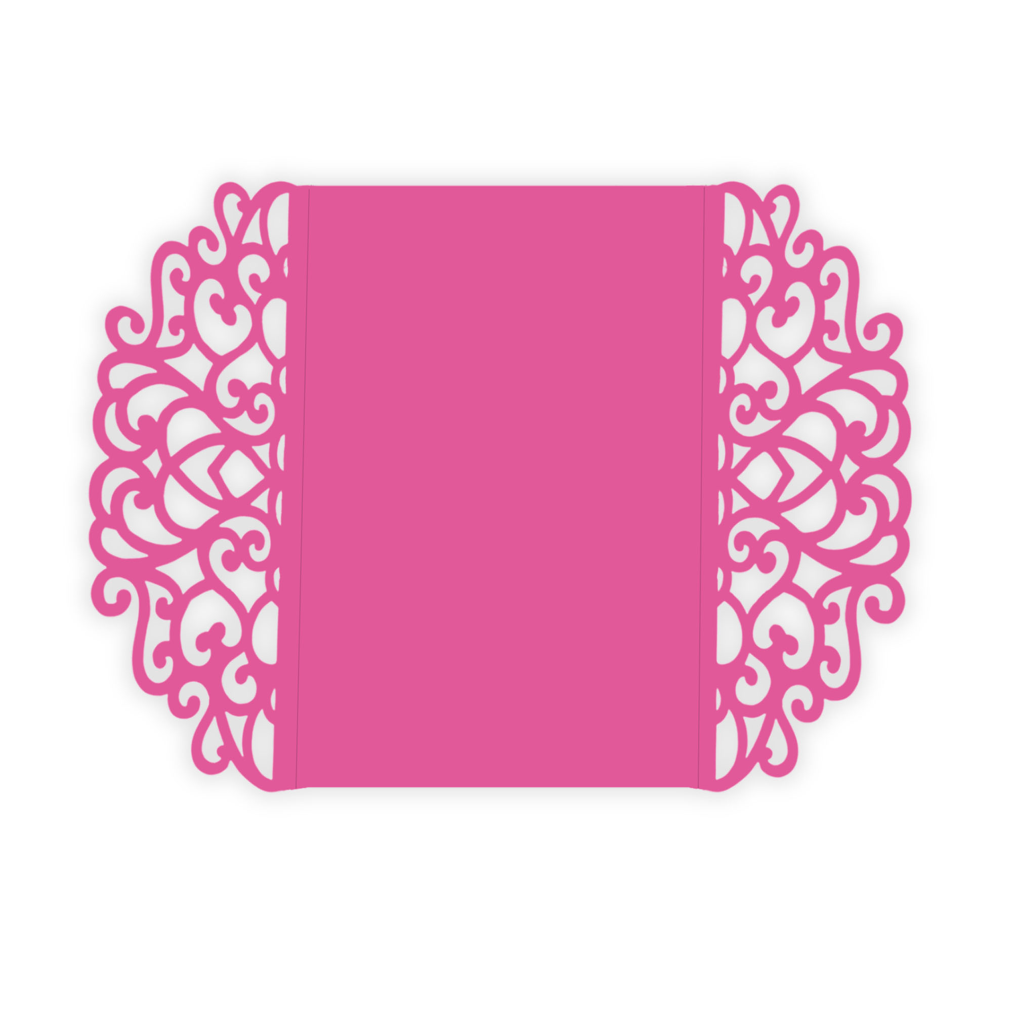 Simple Lace Laser Cut Invitation Gate Fold - 5 x 7 Fuchsia Matte 111C