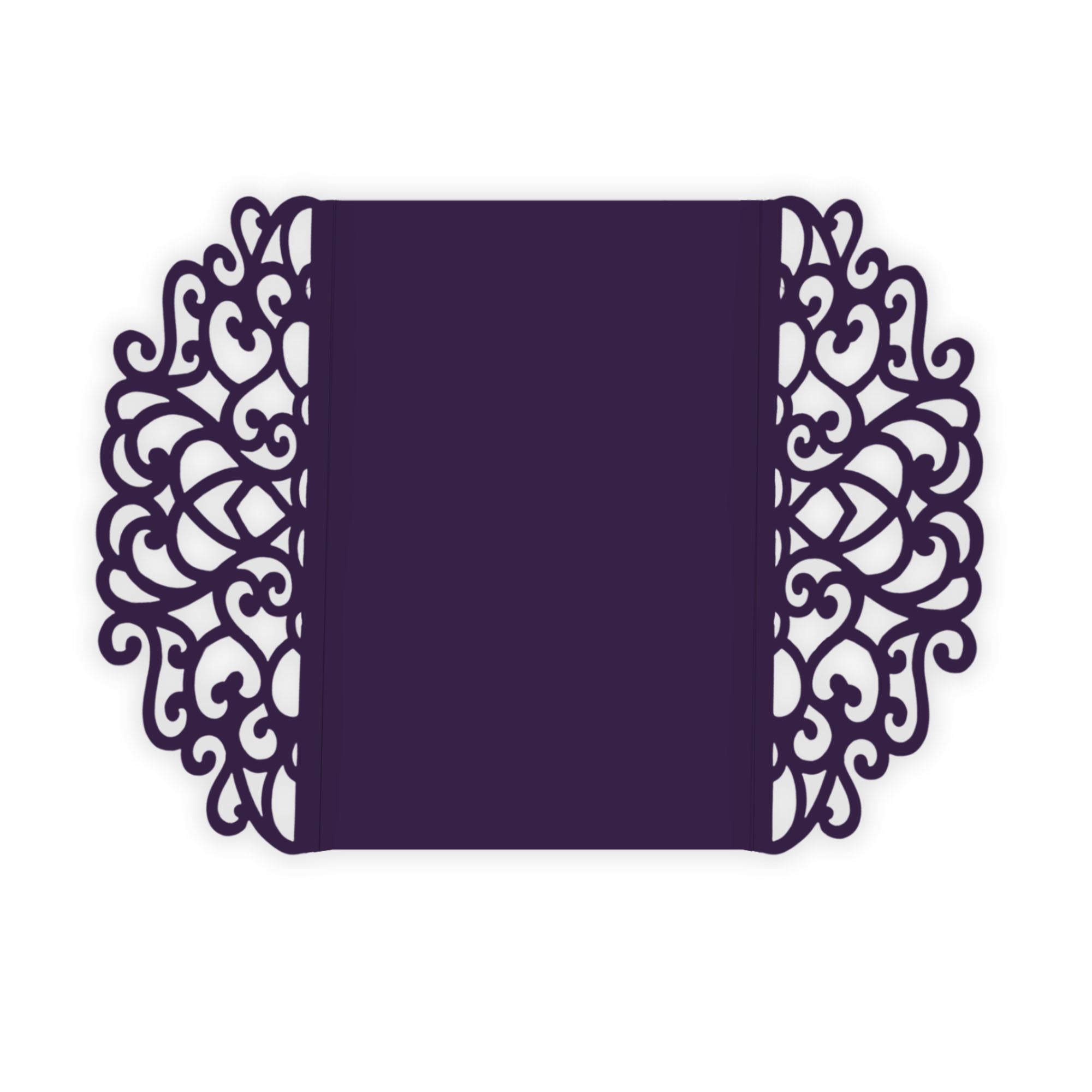 Simple Lace Laser Cut Invitation Gate Fold - 5 x 7 Grape Matte 111C