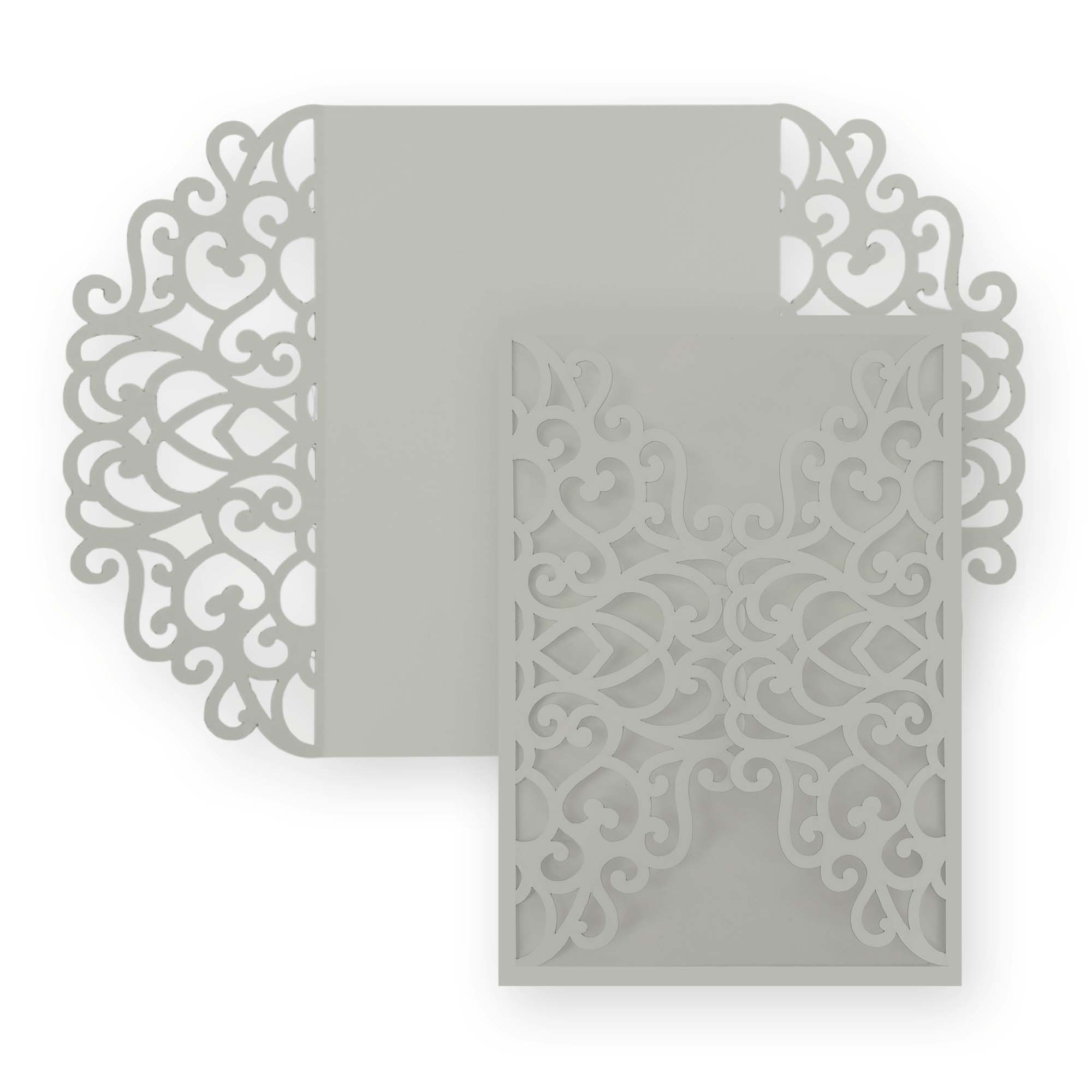 Simple Lace Laser Cut Invitation Gate Fold - 5 x 7 Light Moss Matte 111C