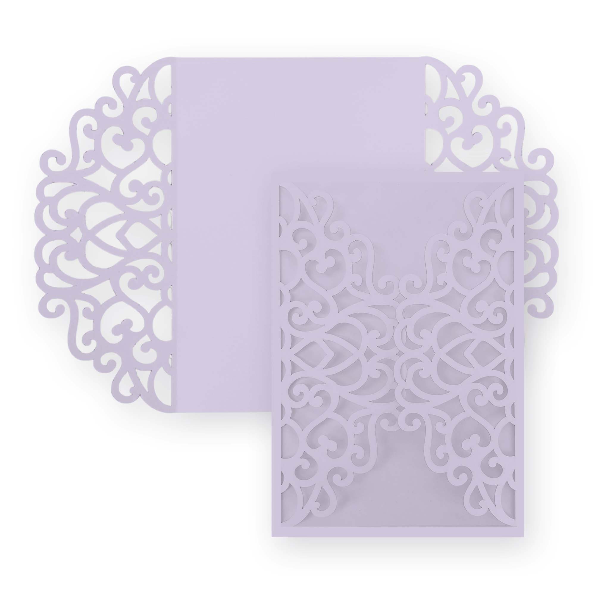 Simple Lace Laser Cut Invitation Gate Fold - 5 x 7 Lavender Purple Matte 111C