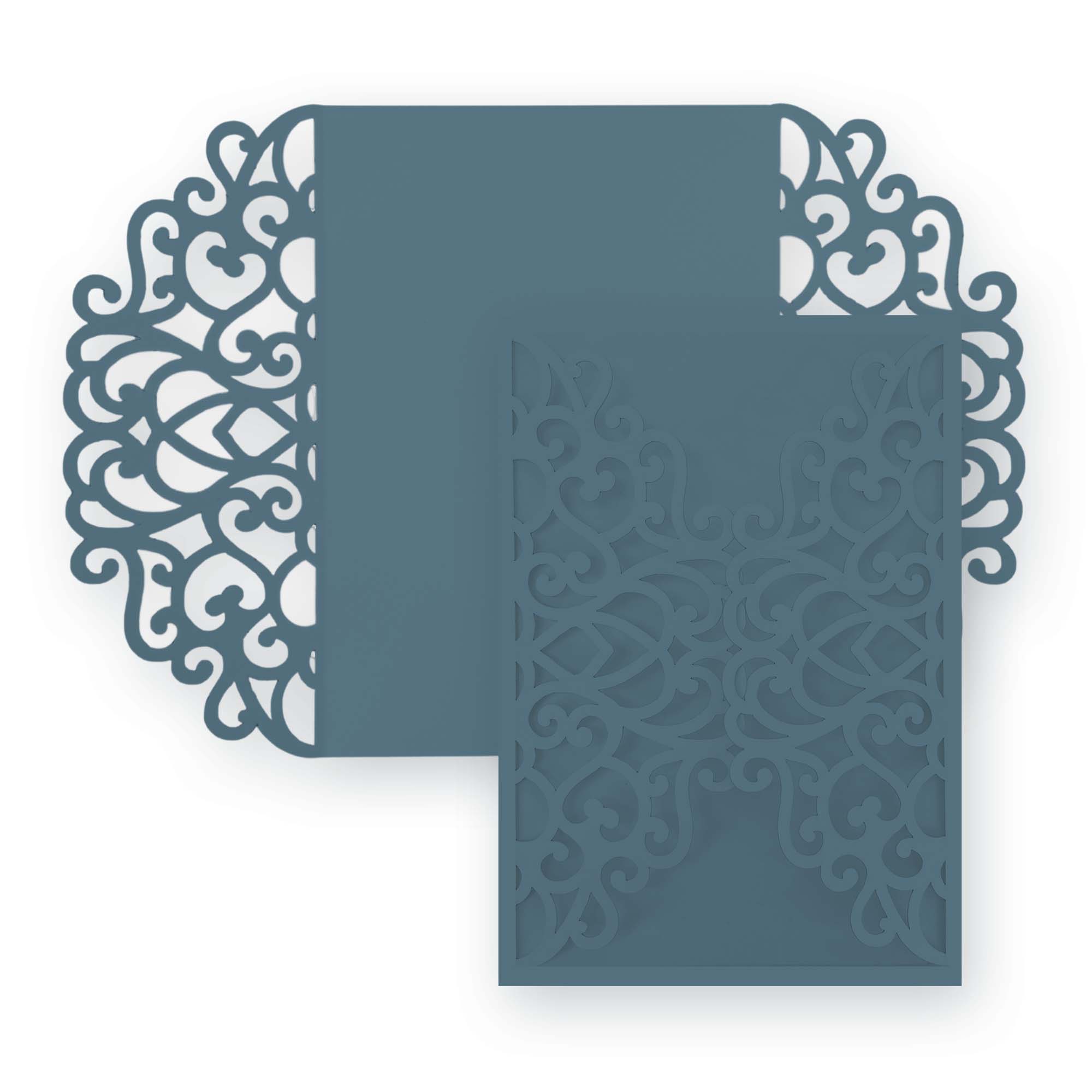 Simple Lace Laser Cut Invitation Gate Fold - 5 x 7 Marina Matte 111C