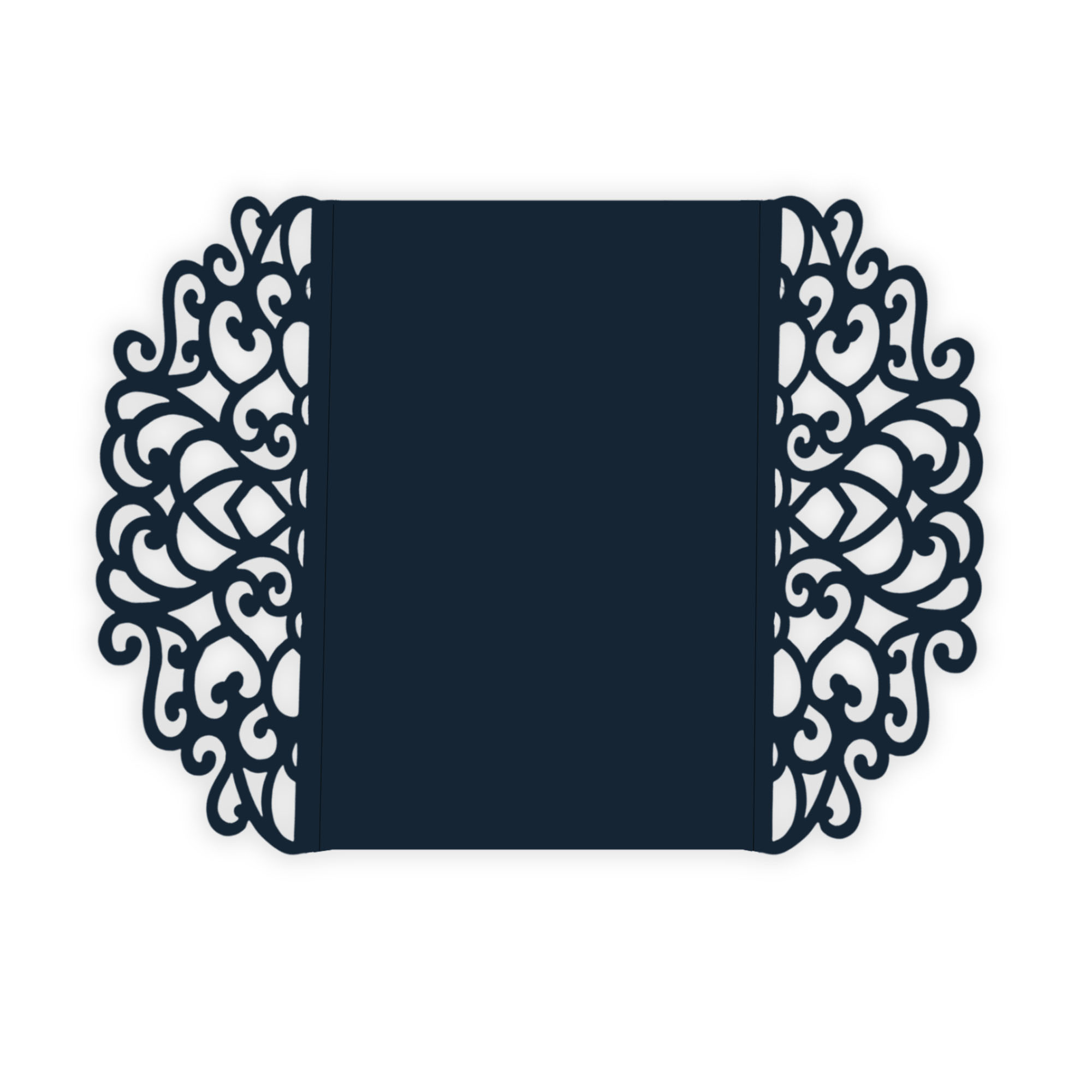 Simple Lace Laser Cut Invitation Gate Fold - 5 x 7 Dark Navy Blue Matte 111C