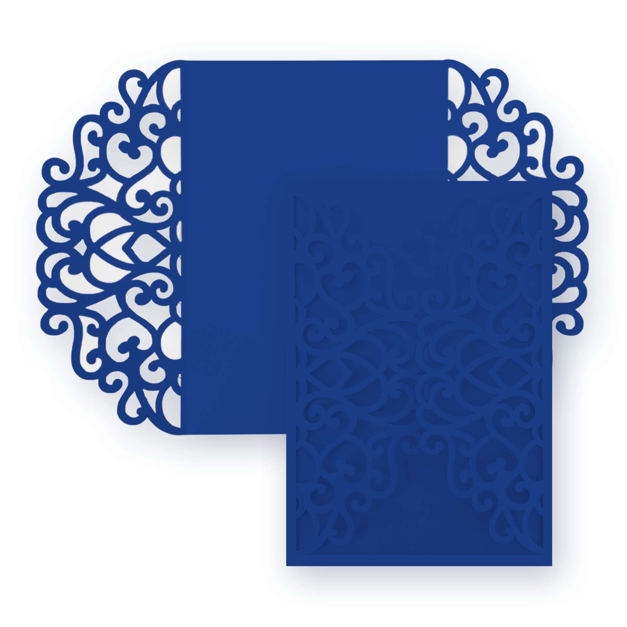 Simple Lace Laser Cut Invitation Gate Fold - 5 x 7 Royal Blue Matte 111C