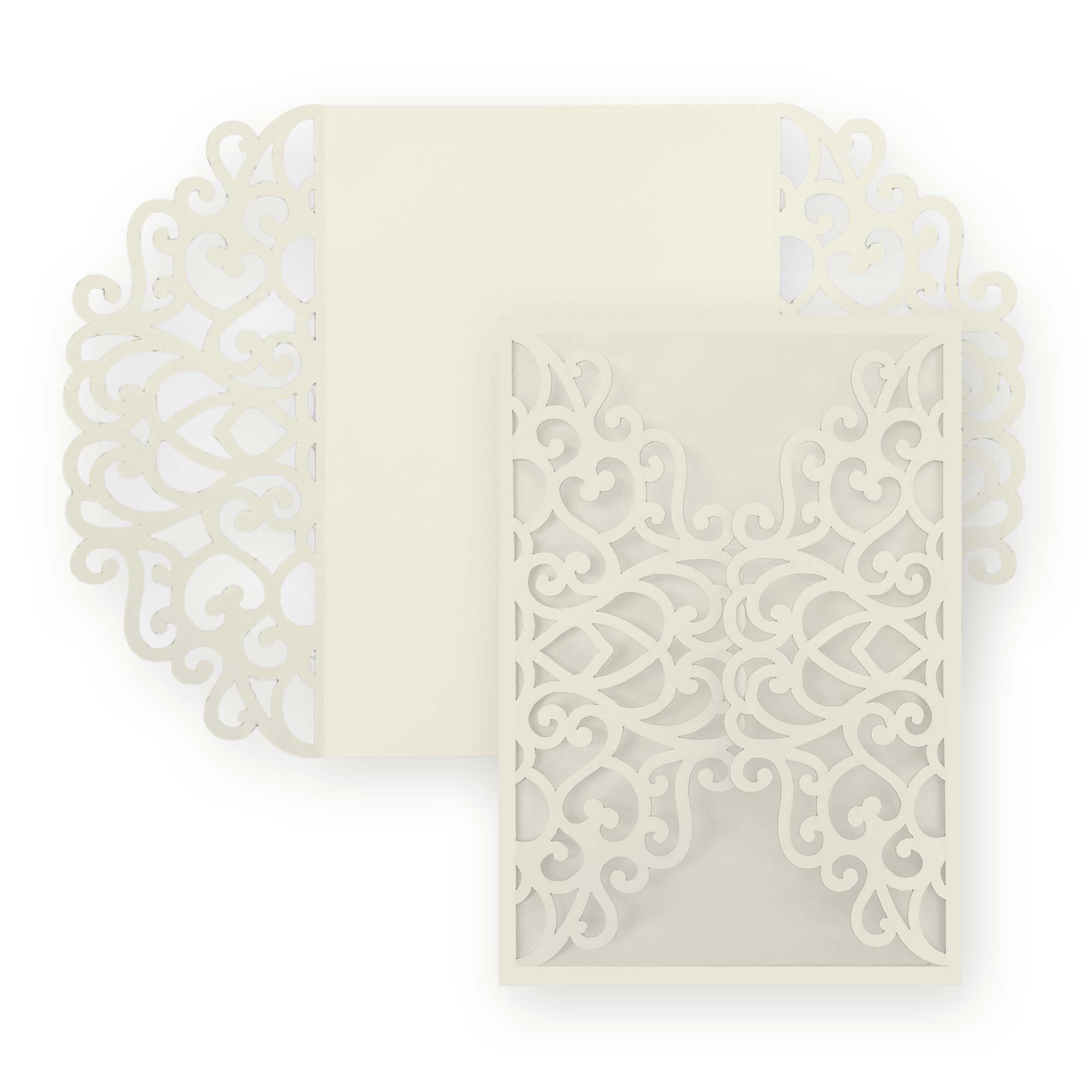 Simple Lace Laser Cut Invitation Gate Fold - 5 x 7 Sea Grass Matte 111C