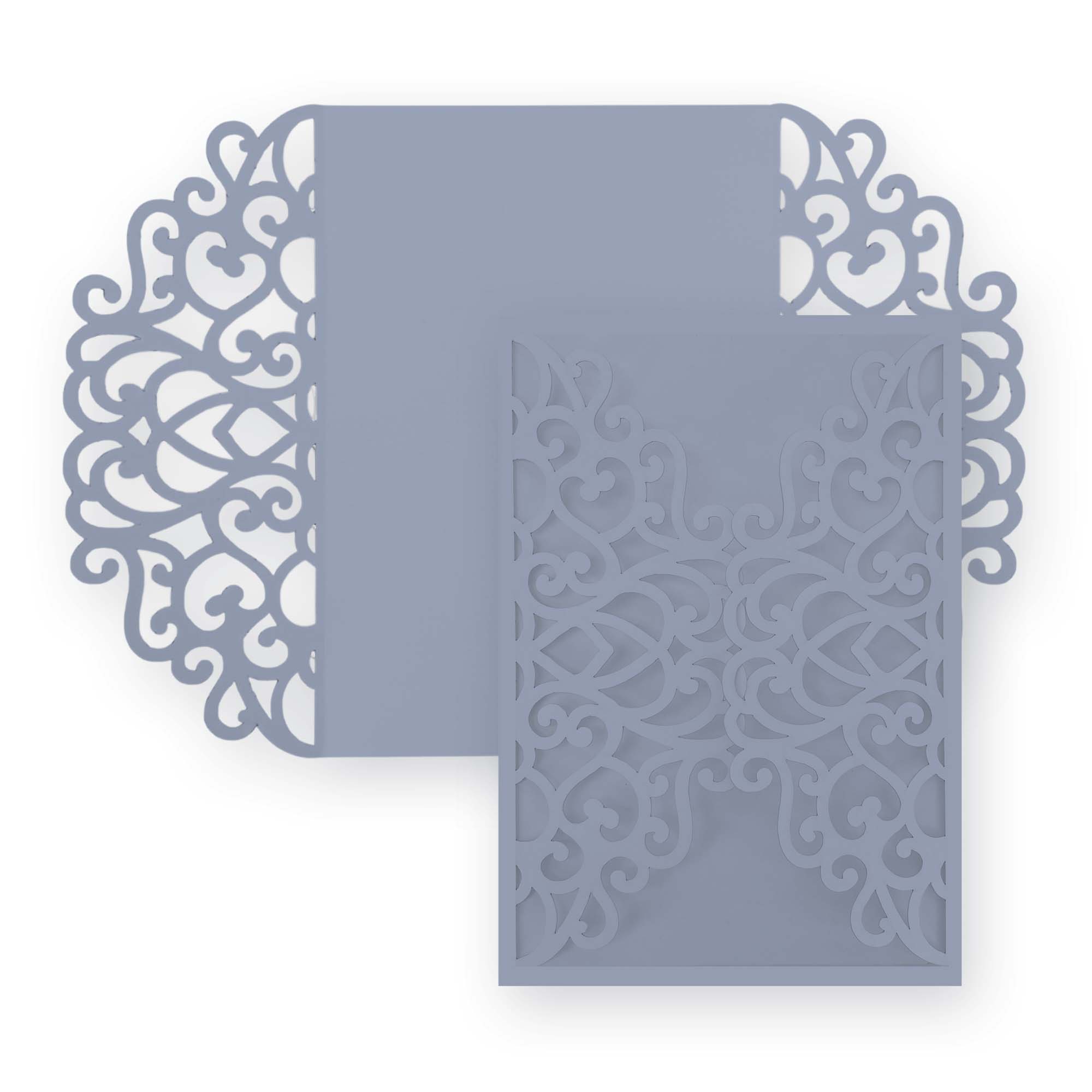Simple Lace Laser Cut Invitation Gate Fold - 5 x 7 Storm Cloud Matte 111C